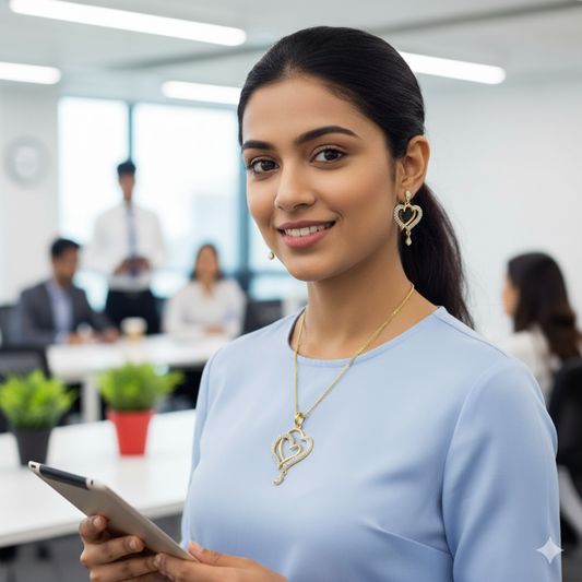 AD Heart Shape Pendant Set with Earrings for Women | Elegant Party Wear Jewelry