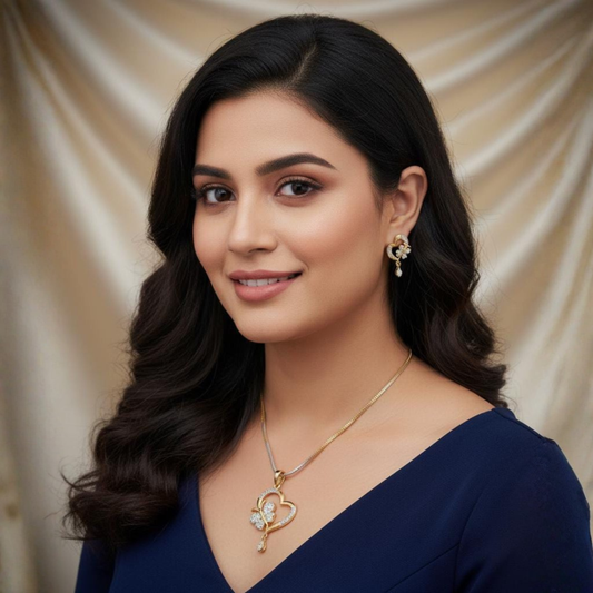 American Diamond Butterfly Pendant Set – Elegant AD Jewelry for Women Online