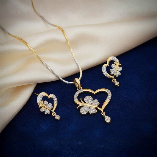 American Diamond Butterfly Pendant Set – Elegant AD Jewelry for Women Online