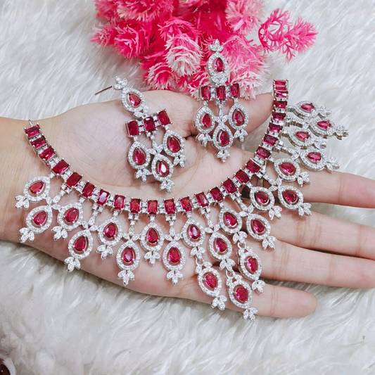 American Diamond Redolite Kiara Necklace Set for Women | Premium AD Jewelry