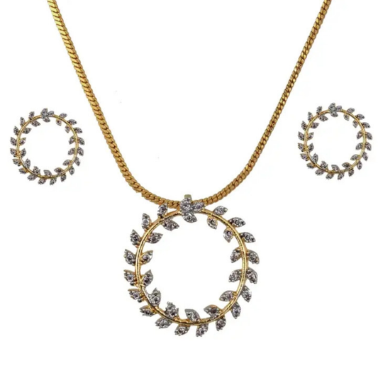 Ad Circle Style Pendant Set with Earrings for Women | Elegant Party Wear Jewelry