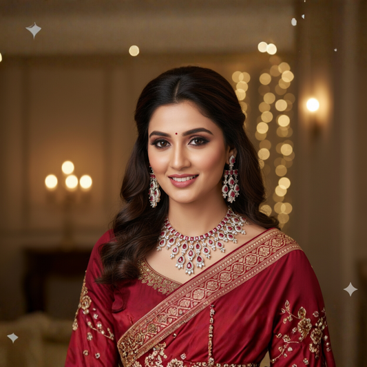 American Diamond Redolite Kiara Necklace Set for Women | Premium AD Jewelry