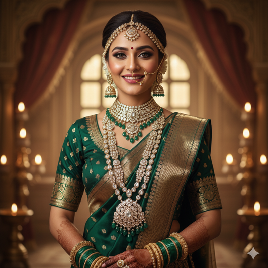 Raani Haar Green Necklace Set for Women | Royal Wedding Jewelry Online